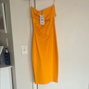 NWT Zara Strapless Midi Dress